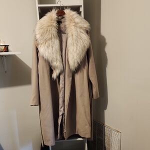 Tan Teddy Jacket with Cream Plush Collar